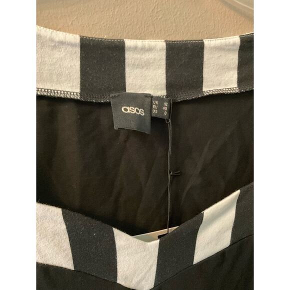 Asos Bodycon Midi Dress Women's Size 8 Black Long Sleeve Square Neck Cotton - Picture 3 of 6